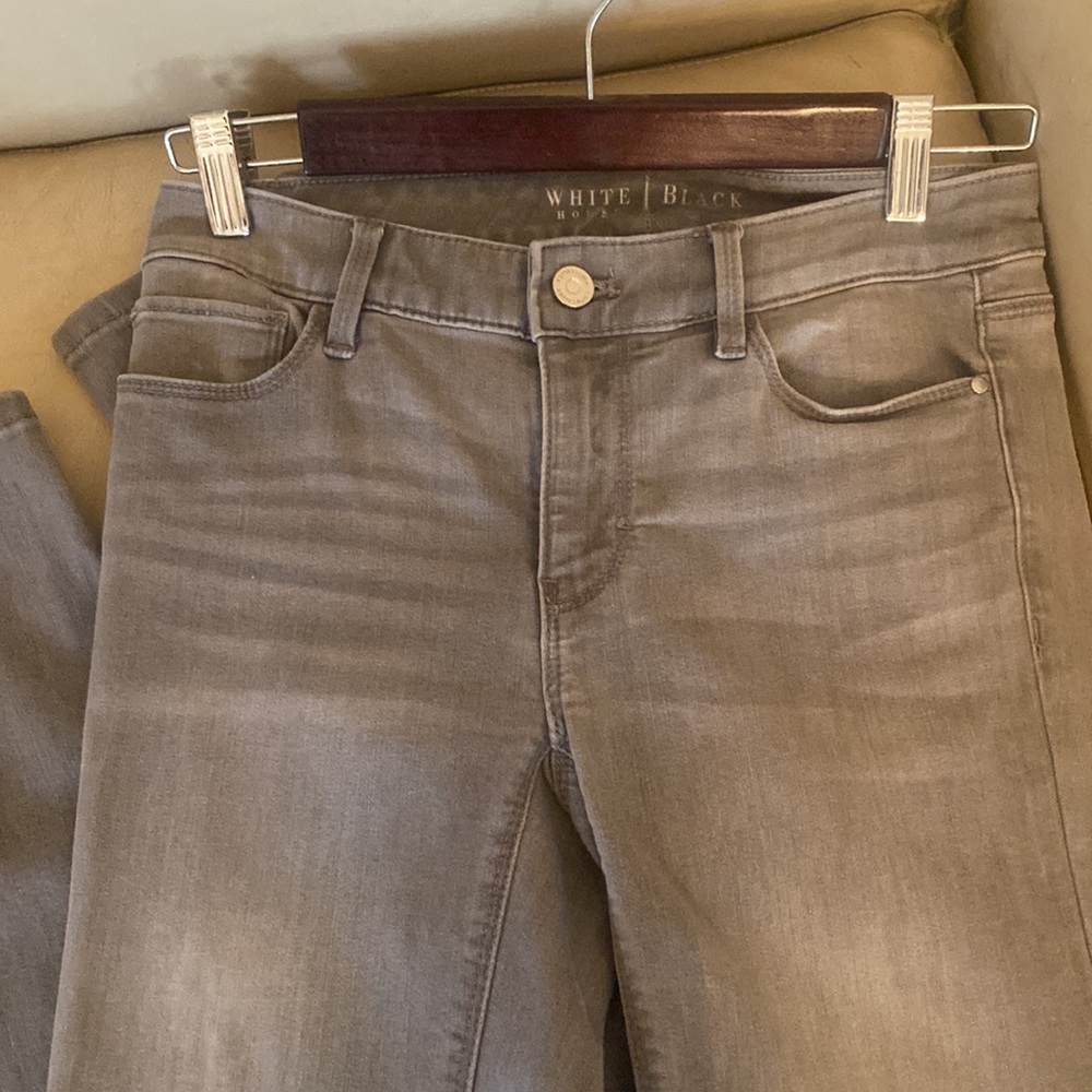 White House black market grey jeans with zippers on ankle . Like new